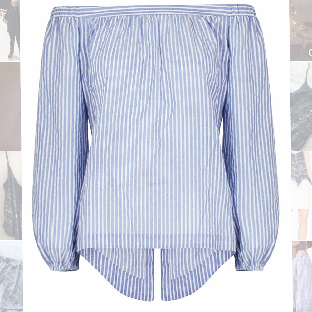 BCBG Ellsie Off-The-Shoulder Striped Top